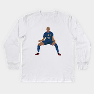 Kylian Mbappe scream celebration minimalist illustration Kids Long Sleeve T-Shirt